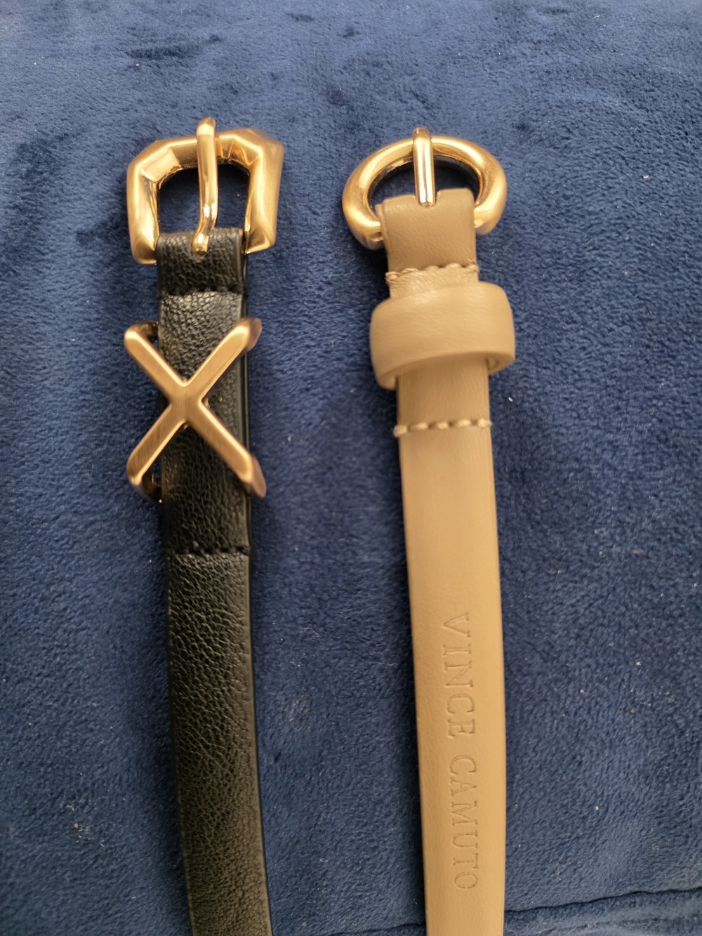 Vince Camuto Two-Pack Black and Tan Leather Belts with Gold Hardware